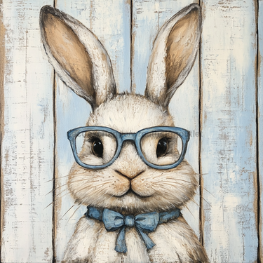 Easter Sign, Bunny with Glasses, DCO-12894, Sign For Wreath, 10x10